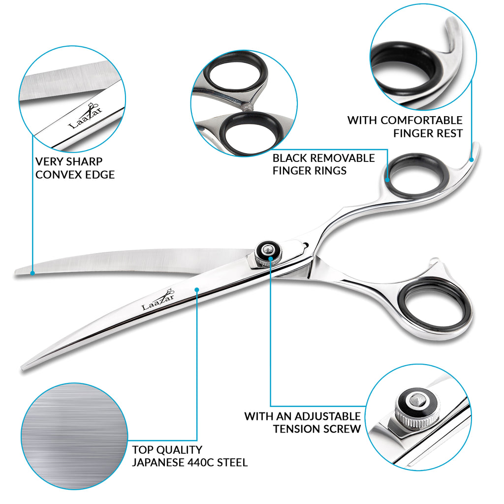 Onyx Grooming, 7.5 Inch Convex Edge Curved Scissors – Sharf Shears