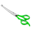 Rounded Curved 6.5 Inch dog scissors Professional - Sharp Stainless Steel Blades with Green Colorful Handles, Safe , Long Lasting grooming scissors for dogs at home