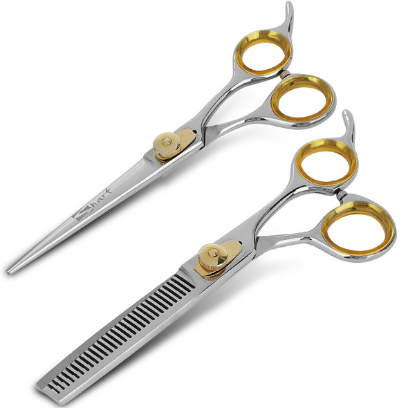 Gold Touch Barber Kit: 6.5 inch Straight Scissors & 6.5 Inch, 30-Tooth Thinning Shears