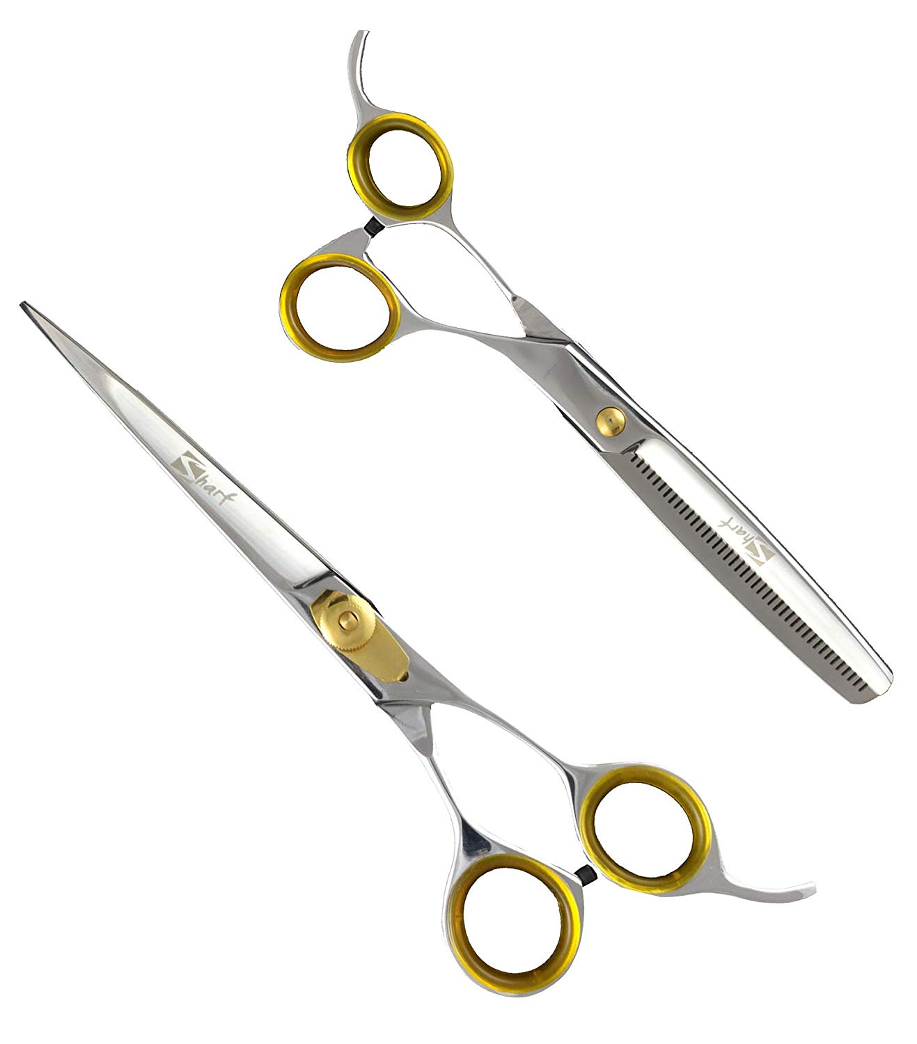 Cool gold double faucet 6/5.5 inch professional cutting scissors and  thinning scissors hairdresser special modeling tools